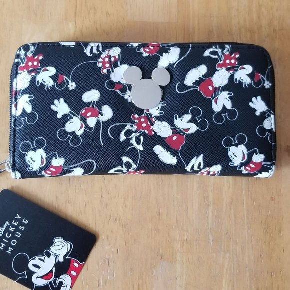 Disney Bioworld Mickey Mouse Mini Mouse Zip Around Wallet - Picture 1 of 9